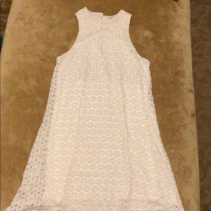 Cream color dress - pair with a sweater for Fall!